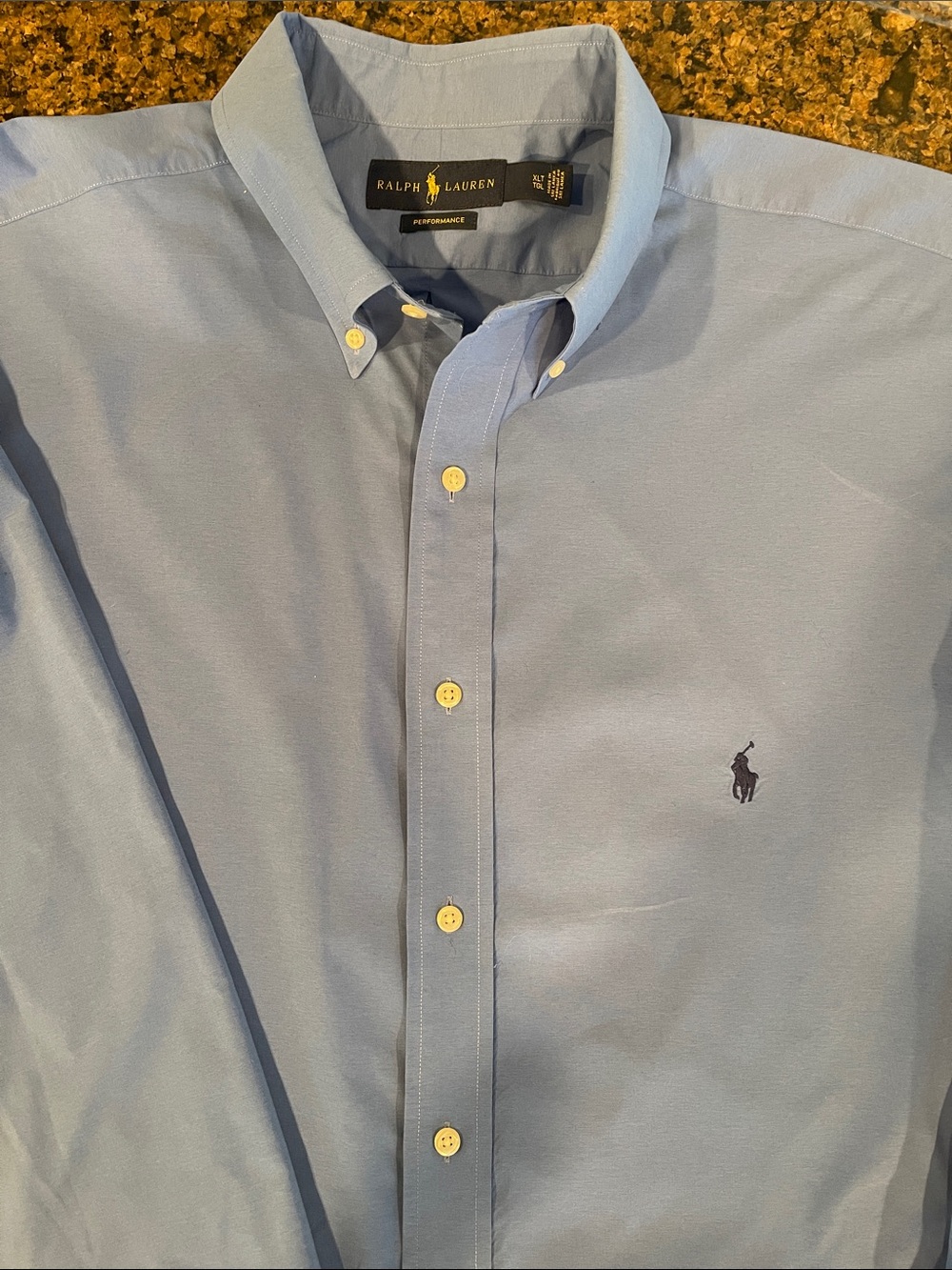 Ralph Lauren Light Blue Button-Down Oxford Shirt with Navy Polo Logo